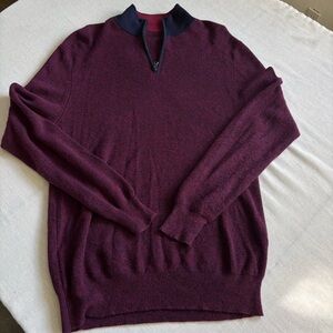 Zachary Prell Red Wool Blend 1/4 Zip Pullover Sweater Men’s M